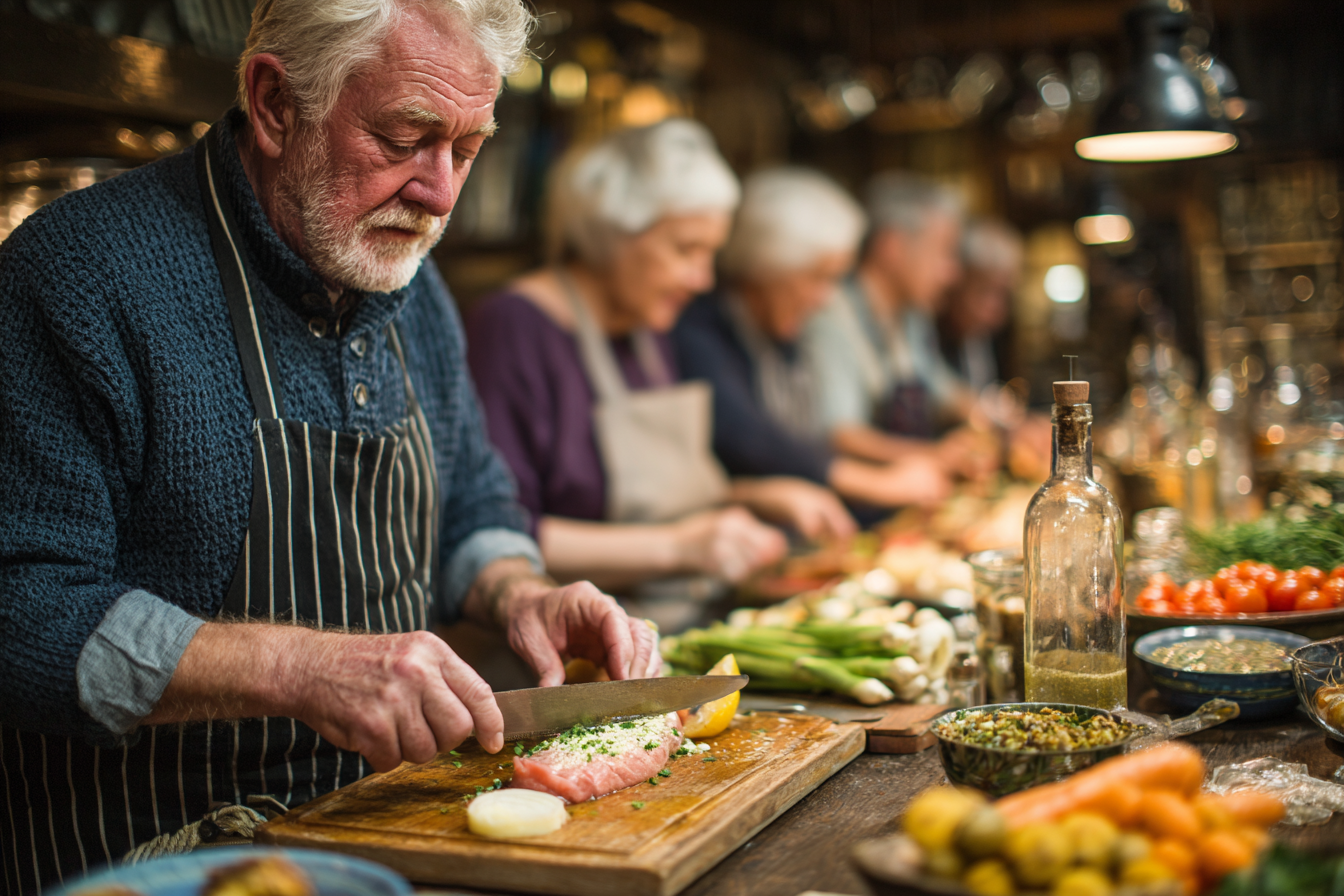 Старша жінка практикує йогу на природі